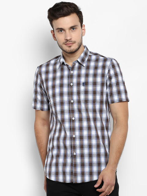 

Red Tape Men White & Brown Regular Fit Checked Casual Shirt