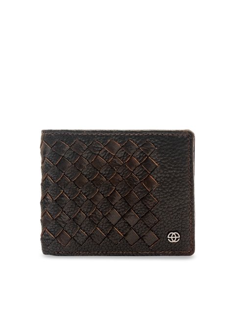 

Eske Men Brown Leather Textured Two Fold Wallet