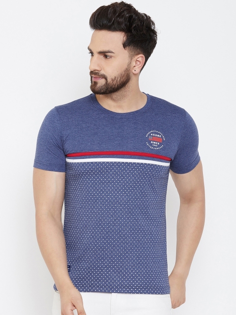 

Adobe Men Blue Printed Round Neck T-shirt