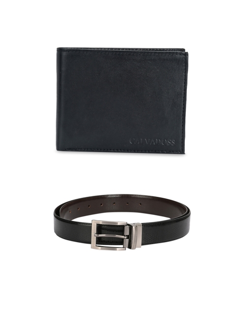 

Calvadoss Men Black Premium Belt and Wallet Gift Set