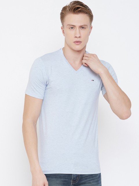 

NEVA Men Blue Solid V-Neck T-shirt