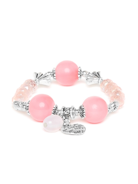 

ZeroKaata Pink & Silver-Toned Handcrafted Charm Bracelet