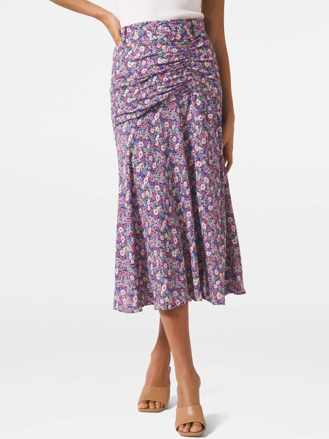 

Forever New Women Purple & Pink Printed Midi Skirt