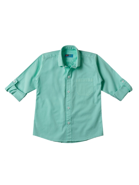 

Kid Studio Boys Sea Green Comfort Regular Fit Solid Casual Shirt