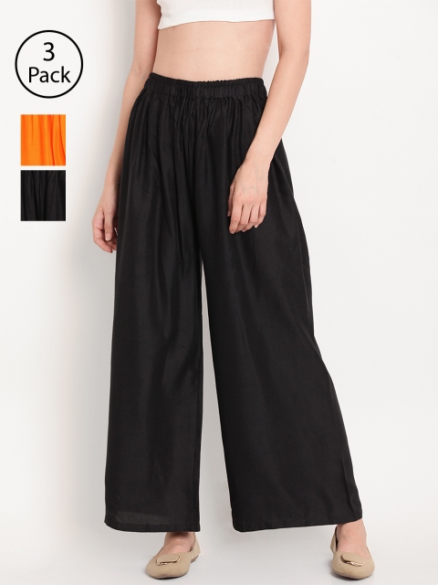 

TAG 7 Women Set of 3 Wide Leg Palazzos, Black