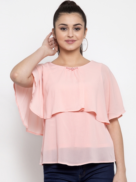 

Global Republic Women Pink Solid Tiered Top