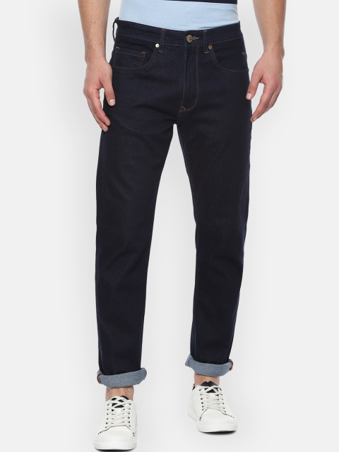 Louis Philippe Jeans Men Navy Blue Regular Fit Mid-Rise Clean Look Stretchable Jeans