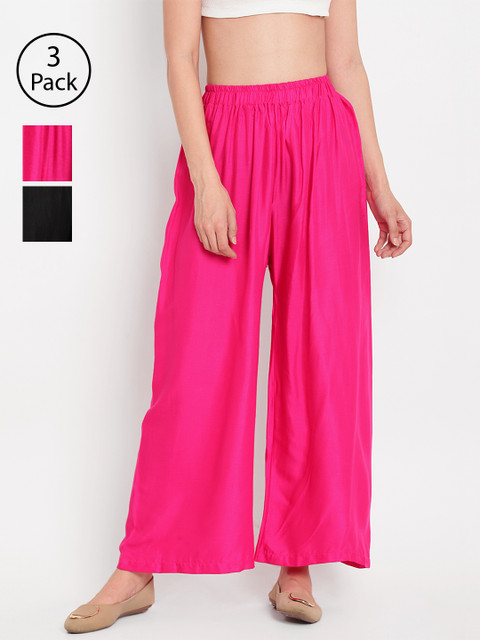 

TAG 7 Women Set of 3 Wide Leg Palazzos, Black