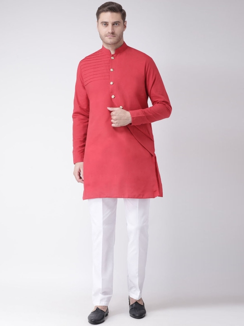 

SG LEMAN Men Red & White Solid Kurta with Trousers