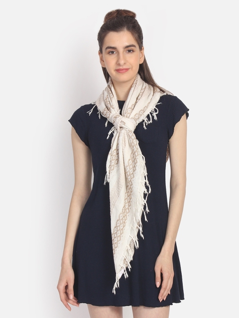 

Anekaant Women Off-White & Brown Woven Design Stole
