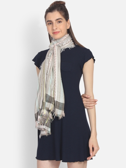 

Anekaant Women Grey & Off-White Woven Design Stole