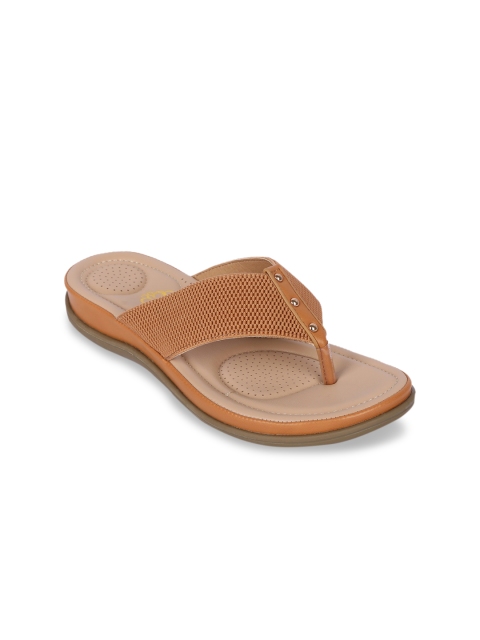 

Sole To Soul Women Tan Brown Textured One Toe Flats