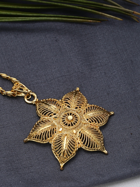 

ZeroKaata Gold-Plated Floral Handcrafted Pendant with Chain