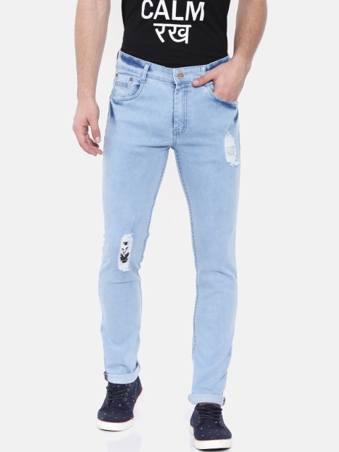 

CINOCCI Men Blue Slim Fit Mid-Rise Mildly Distressed Stretchable Jeans