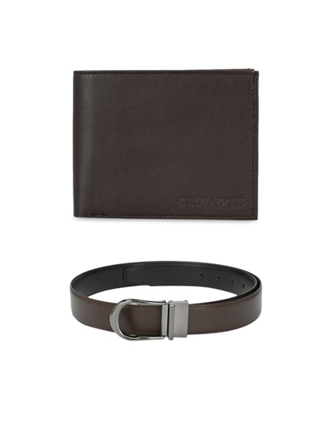 

Calvadoss Men Black & Brown Premium Leather Belt and Wallet Gift Set