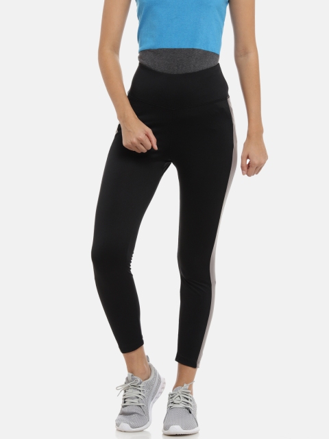 

Campus Sutra Women Black & Grey Solid Sports Dry-Fit Tights