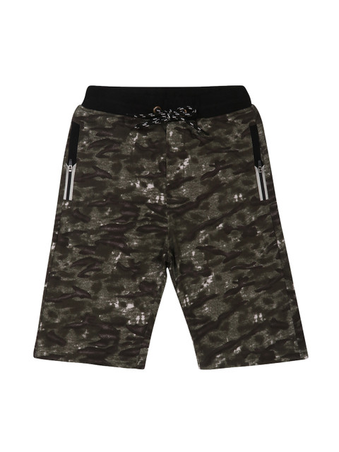 

Lil Tomatoes Boys Green Camouflage Printed Regular Fit Regular Shorts