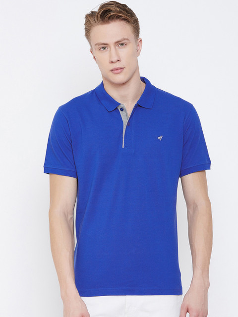 

NEVA Men Blue Solid Polo Collar T-shirt