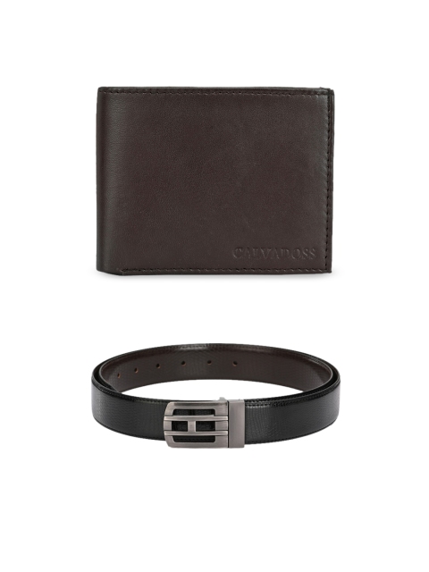 

Calvadoss Men Black & Brown Premium Belt & Wallet Gift Set
