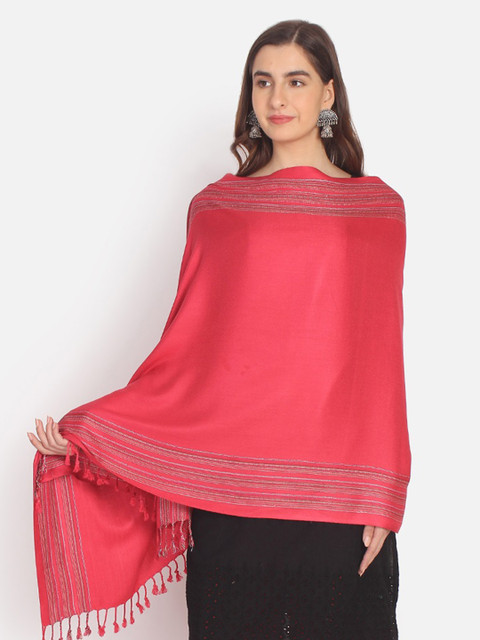 

Anekaant Women Red Solid Shawl