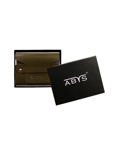 

ABYS Unisex Olive Green Solid Genuine Leather Card Holder