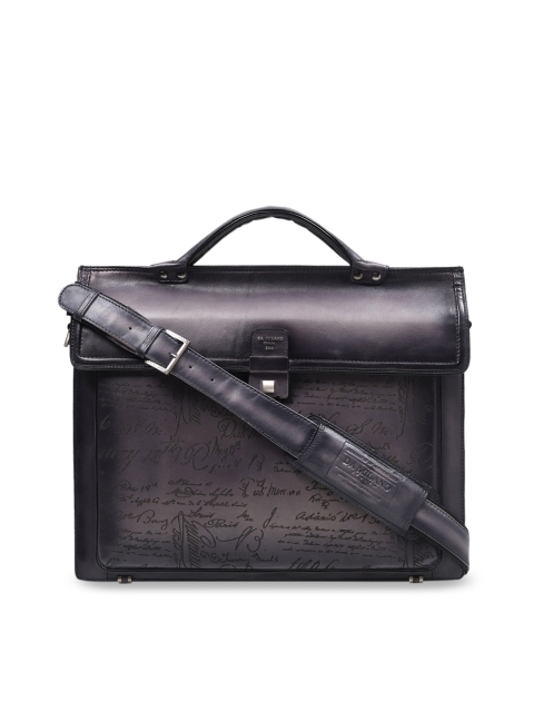 

Da Milano Unisex Charcoal Grey 13 Inch Leather Laptop Bag