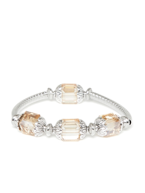 

ZeroKaata Silver-Toned & Peach-Coloured Handcrafted Bracelet