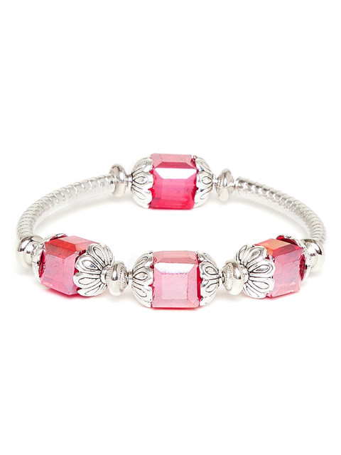 

ZeroKaata Silver-Toned Beaded Charm Bracelet