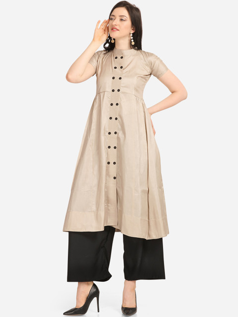

Silk Bazar Women Beige Solid A-Line Kurta