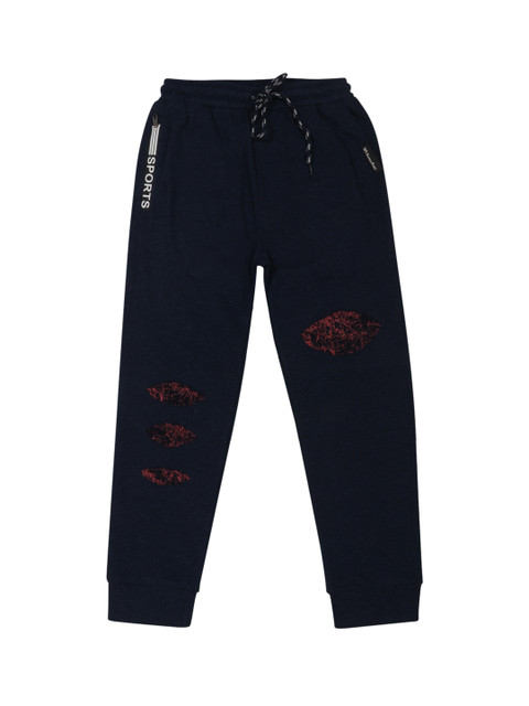 

Lil Tomatoes Boys Navy Blue Solid Slim Fit Joggers