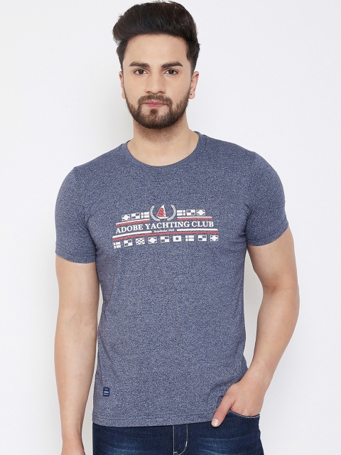 

Adobe Men Blue Printed Round Neck T-shirt