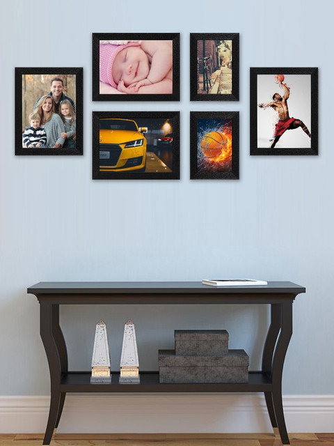 

SWADESI STUFF Set Of 6 Black Solid Individual Wall Photo Frames