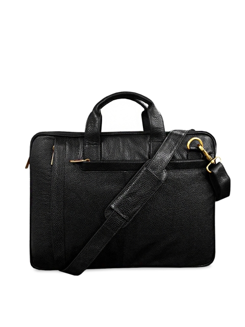 

ABYS Unisex Black Solid Genuine Leather Laptop Bag