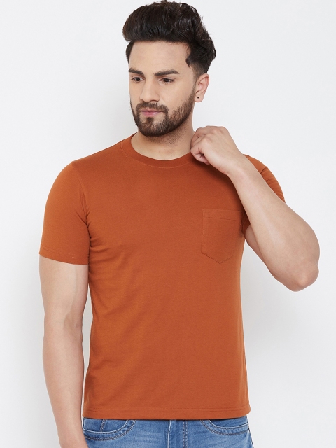 

Adobe Men Rust Orange Solid Round Neck T-shirt
