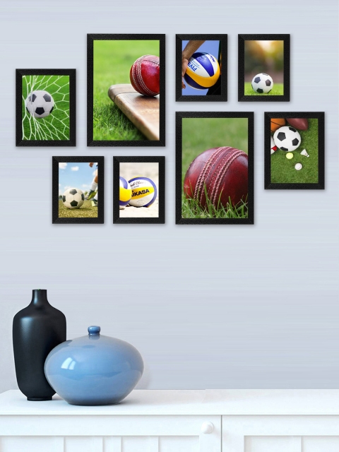 

SWADESI STUFF Set Of 8 Black Solid Individual Wall Photo Frames