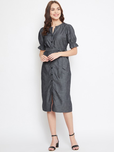

The Kaftan Company Women Grey Denim Solid Sheath Dress