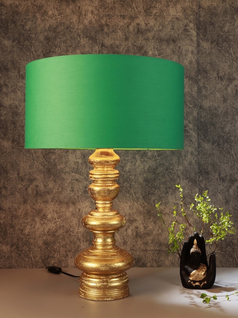

Grated Ginger Green Textured Handcrafted Table Lamp with Shade
