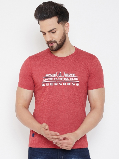 

Adobe Men Red Printed Round Neck T-shirt