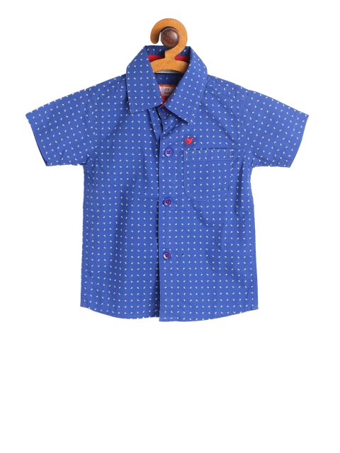 

612 league Boys Blue Regular Fit Printed Casual Shirt