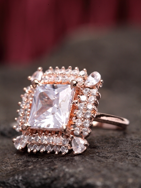 

Bhana Fashion Gold-Plated & White Handcrafted Finger Ring, Rose gold
