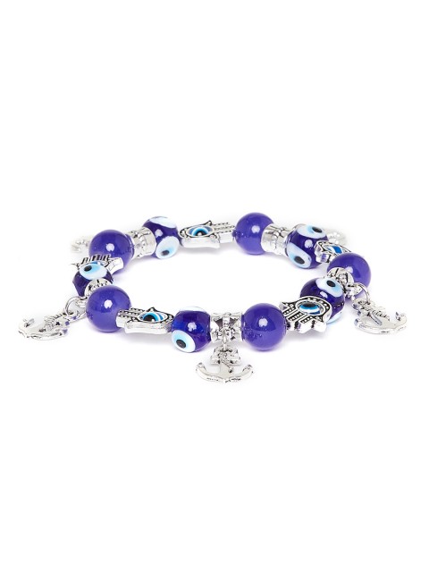 

ZeroKaata Blue & Siver-Toned Handcrafted Anchor Charm Bracelet