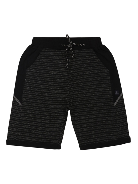 

Lil Tomatoes Boys Black Striped Regular Fit Regular Shorts