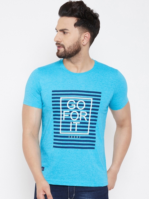 

Adobe Men Blue Printed Round Neck T-shirt
