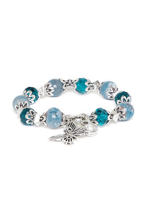 

ZeroKaata Blue & Silver-Toned Handcrafted Butterfly Charm Bracelet