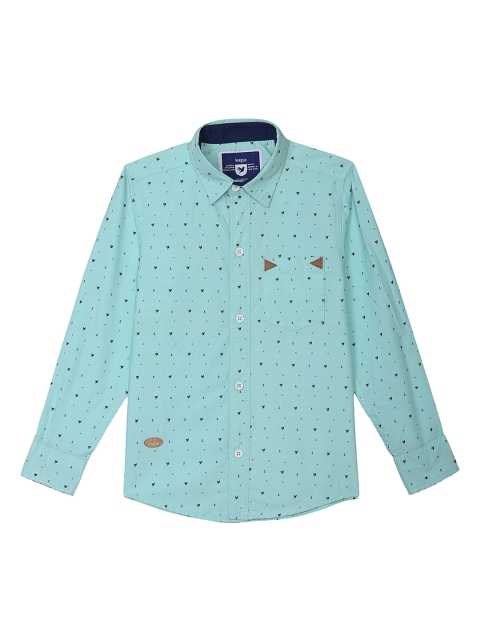 

612 league Boys Green Regular Fit Printed Casual Shirt