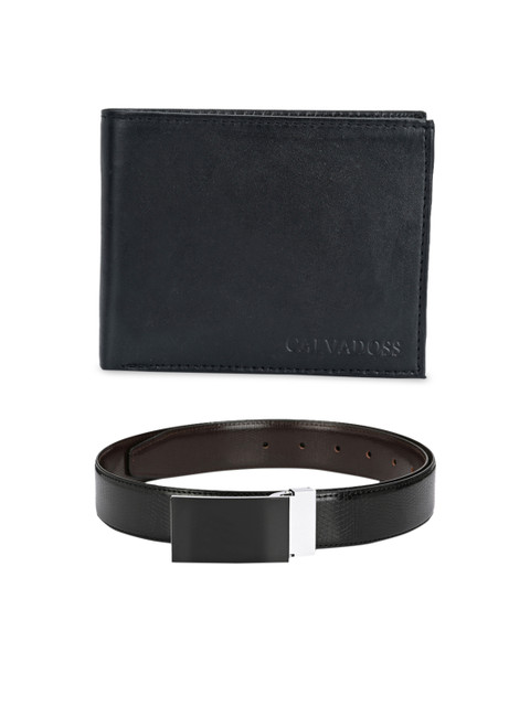 

Calvadoss Men Black & Brown Premium Belt & Wallet Gift Set
