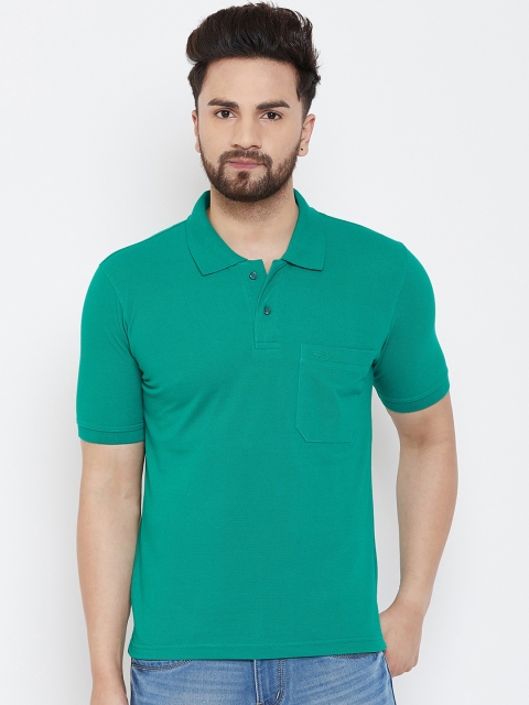

Adobe Men Green Solid Polo Collar T-shirt