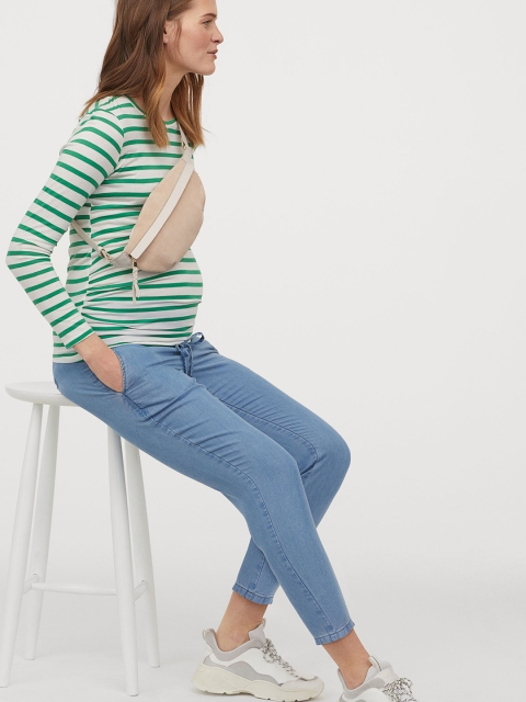 

H&M Women Blue MAMA Pull-On Lyocell Trousers