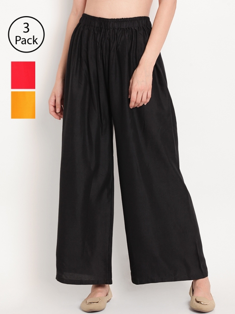 

TAG 7 Women Set of 3 Wide Leg Palazzos, Black