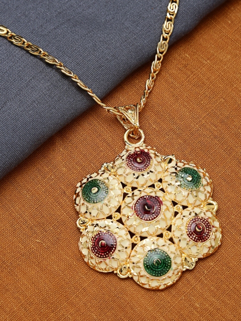 

ZeroKaata Gold-Plated Floral Handcrafted Pendant with Chain